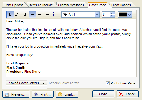 Printing your estimate