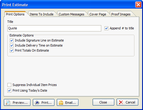 Printing your estimate